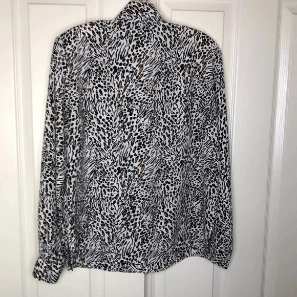 KAREN SCOTT Animal Print Button Down Blouse - Picture 4 of 7